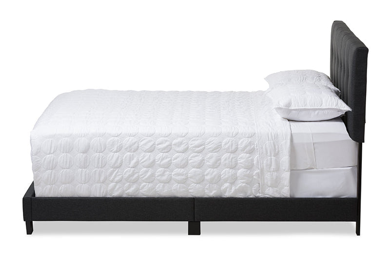 Evania Charcoal Gray Fabric King Size Bed Baxton