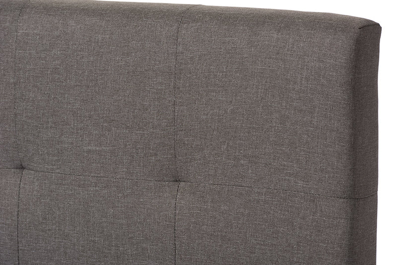 Evania Gray Fabric Upholstered Grid-tufting Queen Size Bed Baxton