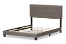 Evania Gray Fabric Upholstered Grid-tufting Queen Size Bed Baxton