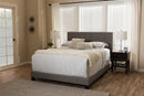 Evania Gray Fabric Upholstered Grid-tufting Queen Size Bed Baxton