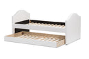 Cayla White Faux Leather Upholstered Daybed w/Trundle Bed Baxton