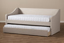 Beagan Beige Fabric Upholstered Daybed w/Guest Trundle Bed Baxton