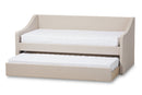 Beagan Beige Fabric Upholstered Daybed w/Guest Trundle Bed Baxton