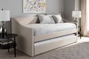Beagan Beige Fabric Upholstered Daybed w/Guest Trundle Bed Baxton