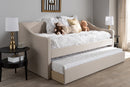 Beagan Beige Fabric Upholstered Daybed w/Guest Trundle Bed Baxton