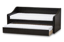 Beagan Black Faux Leather Upholstered Daybed w/Guest Trundle Bed Baxton