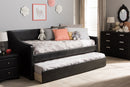 Beagan Black Faux Leather Upholstered Daybed w/Guest Trundle Bed Baxton