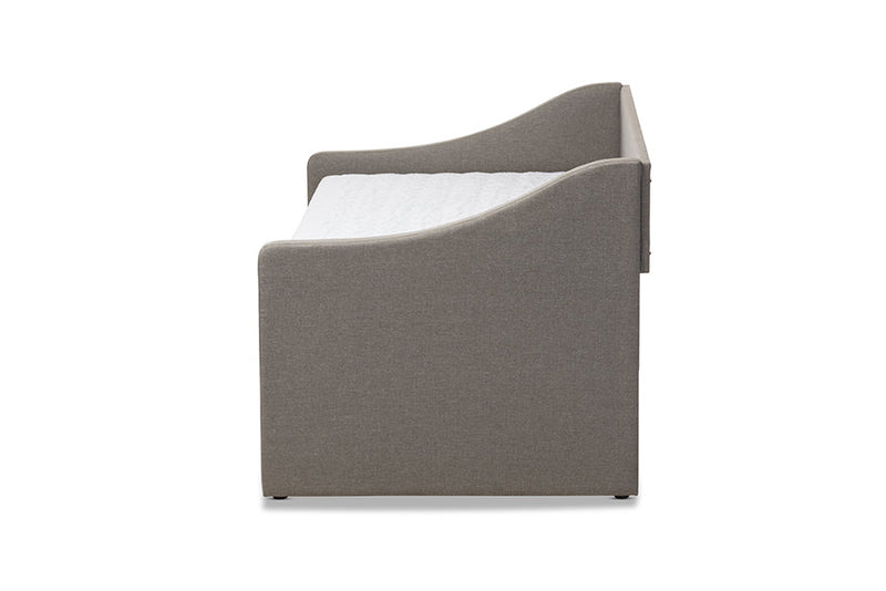 Beagan Gray Fabric Upholstered Daybed w/Guest Trundle Bed Baxton