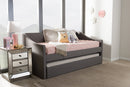 Beagan Gray Fabric Upholstered Daybed w/Guest Trundle Bed Baxton