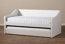 Beagan White Faux Leather Upholstered Daybed w/Guest Trundle Bed Baxton