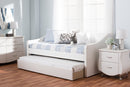 Beagan White Faux Leather Upholstered Daybed w/Guest Trundle Bed Baxton