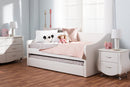 Beagan White Faux Leather Upholstered Daybed w/Guest Trundle Bed Baxton