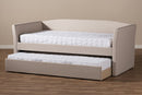 Matilda Beige Fabric Upholstered Daybed w/Guest Trundle Bed Baxton