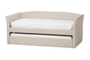 Matilda Beige Fabric Upholstered Daybed w/Guest Trundle Bed Baxton