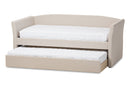 Matilda Beige Fabric Upholstered Daybed w/Guest Trundle Bed Baxton