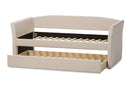 Matilda Beige Fabric Upholstered Daybed w/Guest Trundle Bed Baxton