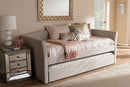 Matilda Beige Fabric Upholstered Daybed w/Guest Trundle Bed Baxton