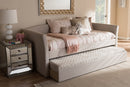 Matilda Beige Fabric Upholstered Daybed w/Guest Trundle Bed Baxton