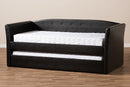 Matilda Black Faux Leather Upholstered Daybed w/Guest Trundle Bed Baxton