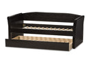 Matilda Black Faux Leather Upholstered Daybed w/Guest Trundle Bed Baxton