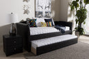 Matilda Black Faux Leather Upholstered Daybed w/Guest Trundle Bed Baxton