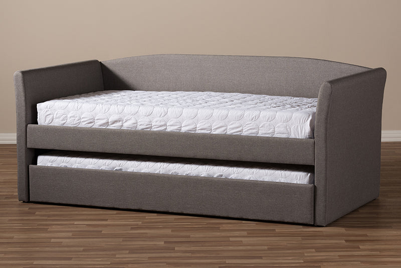 Matilda Modern and Contemporary Gray Fabric Upholstered Daybed w/Guest Trundle Bed