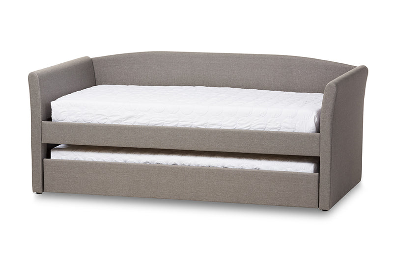 Matilda Modern and Contemporary Gray Fabric Upholstered Daybed w/Guest Trundle Bed