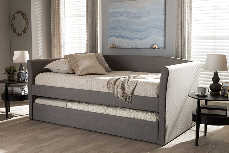 Matilda Modern and Contemporary Gray Fabric Upholstered Daybed w/Guest Trundle Bed