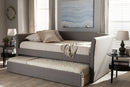 Matilda Gray Fabric Upholstered Daybed w/Guest Trundle Bed Baxton
