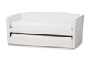 Matilda White Faux Leather Upholstered Daybed w/Guest Trundle Bed Baxton