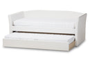 Matilda White Faux Leather Upholstered Daybed w/Guest Trundle Bed Baxton