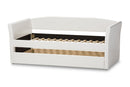 Matilda White Faux Leather Upholstered Daybed w/Guest Trundle Bed Baxton