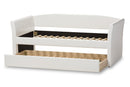 Matilda White Faux Leather Upholstered Daybed w/Guest Trundle Bed Baxton