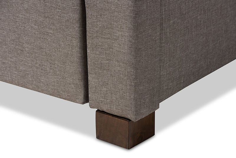 Harleson Gray Fabric Upholstered Queen Size Platform Bed w/Storage Drawer Baxton
