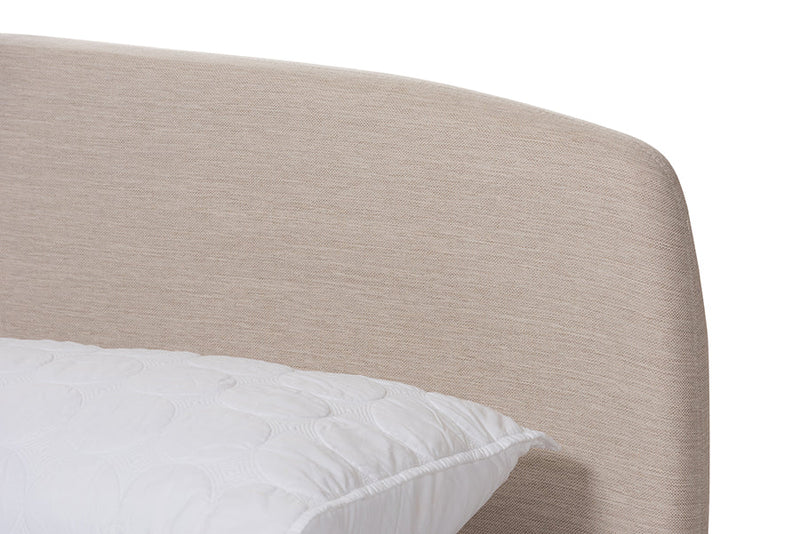 Townsend Light Beige Fabric Upholstered King Size Platform Bed Baxton