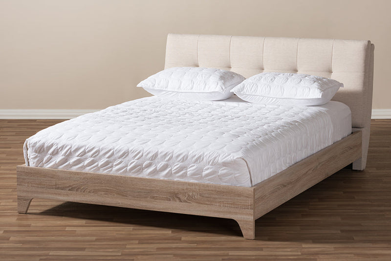 Townsend Light Beige Fabric Upholstered King Size Platform Bed Baxton