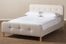 Gabriel Light Beige Fabric Upholstered Full Size Platform Bed Baxton