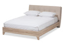 Alina Light Beige Whitewash Queen Size Platform Bed Baxton