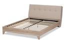 Alina Light Beige Whitewash Queen Size Platform Bed Baxton