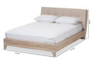 Alina Light Beige Whitewash Queen Size Platform Bed Baxton