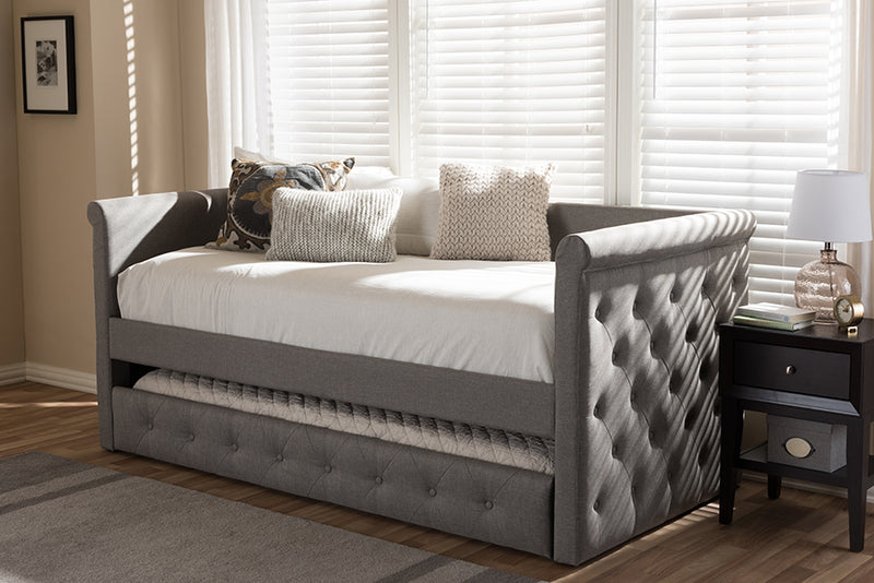 Siskal Modern and Contemporary Light Gray Fabric Daybed w/Trundle