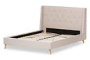 Longford Retro Modern Light Beige Fabric Upholstered King Size Platform Bed Baxton