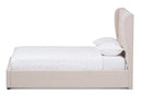Emsley Light Beige Fabric Queen Size Gas-Lift Platform Bed Baxton