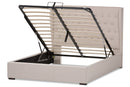 Emsley Light Beige Fabric Queen Size Gas-Lift Platform Bed Baxton
