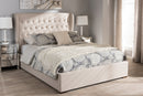 Emsley Light Beige Fabric Queen Size Gas-Lift Platform Bed Baxton