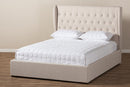 Emsley Light Beige Fabric Queen Size Gas-Lift Platform Bed Baxton