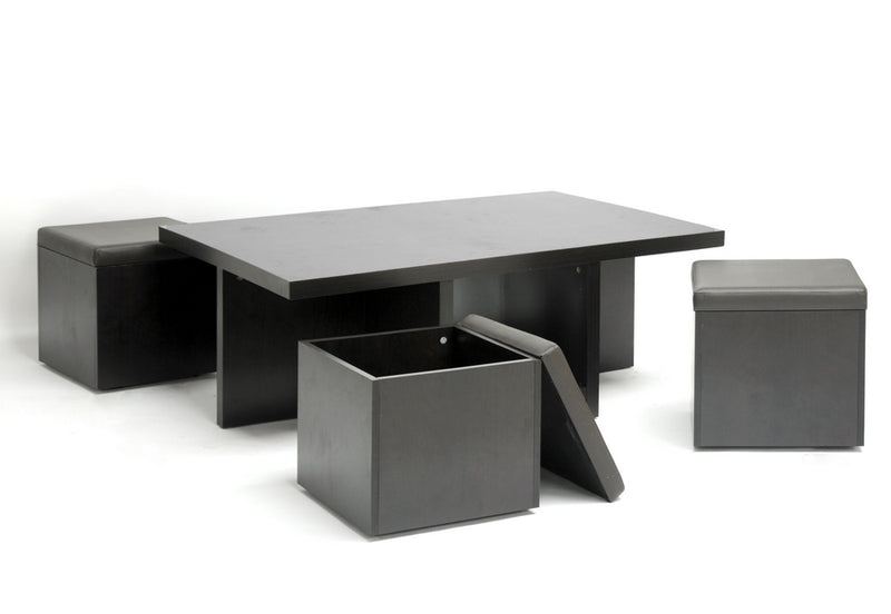 Myra Modern Table and Stool Set w/Hidden Storage