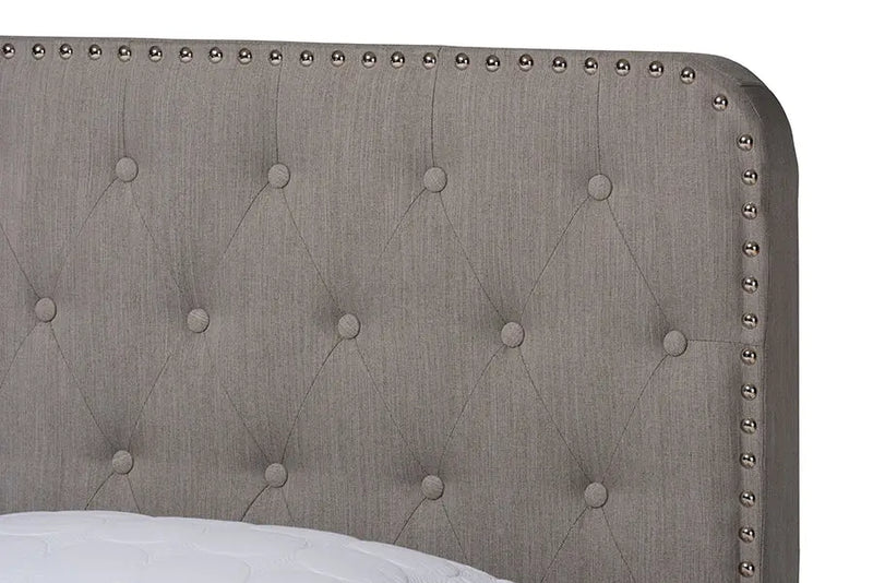 Camila Gray Fabric Upholstered Button Tufted Panel Bed (Queen) iHome Studio