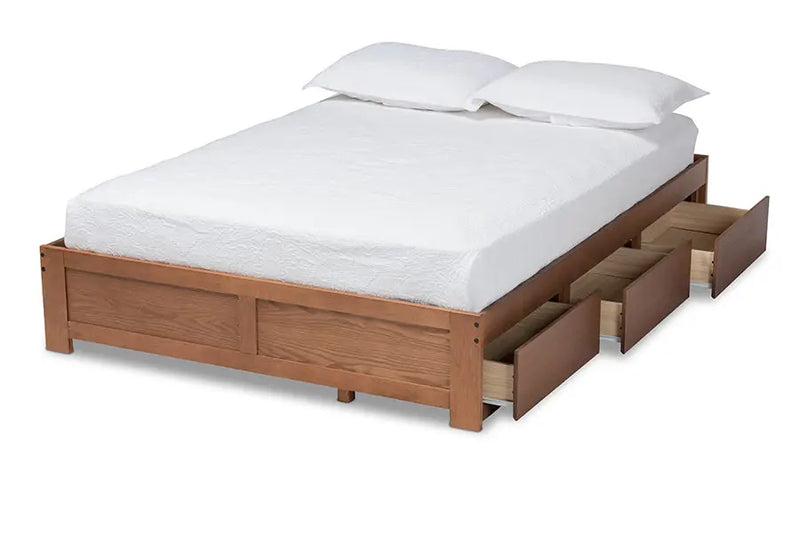 Camila Walnut 3-Drawer Platform Storage Bed (Queen) iHome Studio