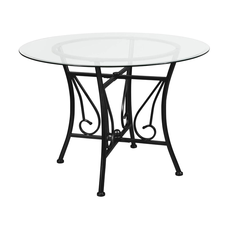 Casey 42'' Round Glass Dining Table with Black Metal Frame iHome Studio